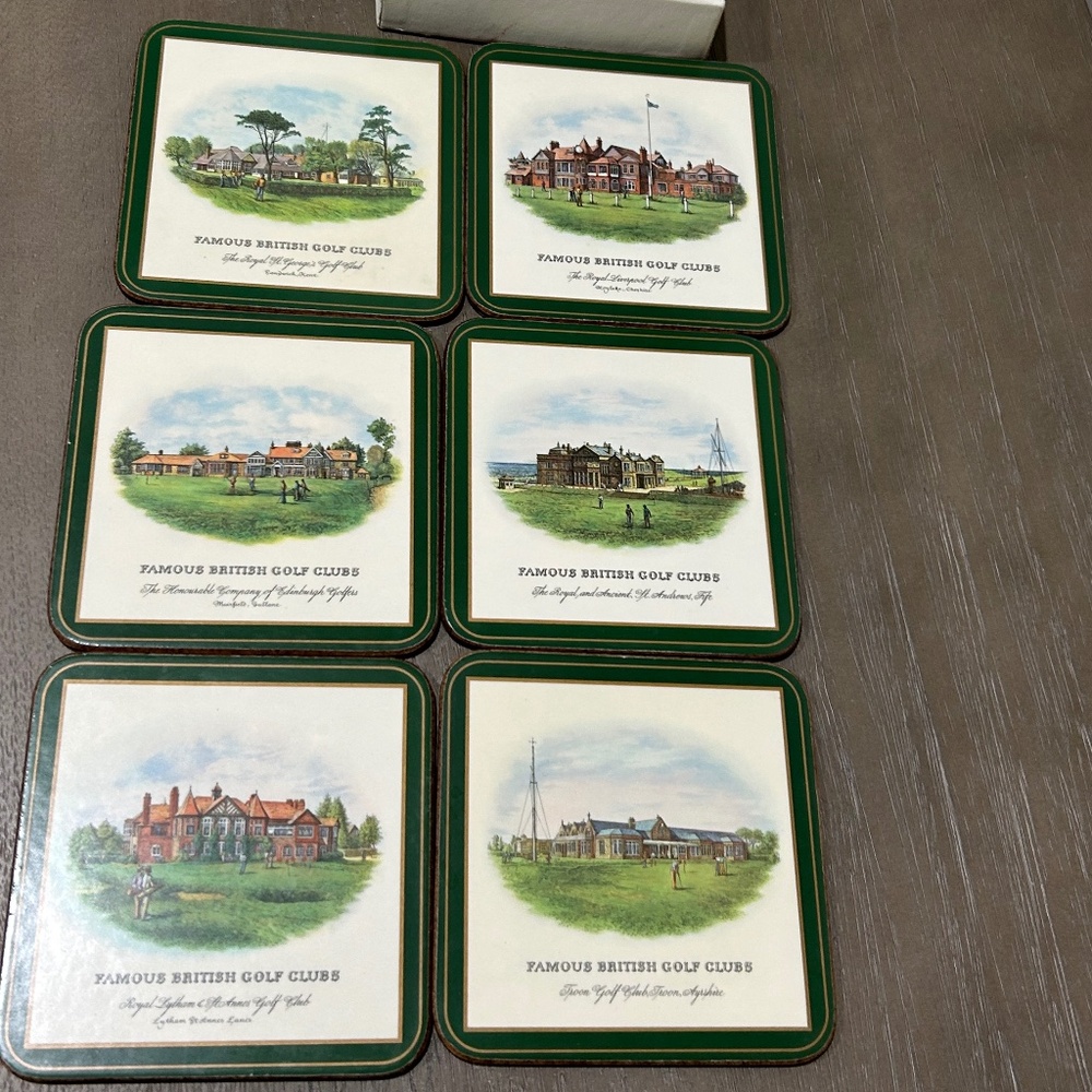 Coaster Set Famous British Golf Clubs in Box Set of 6 Pimpernel